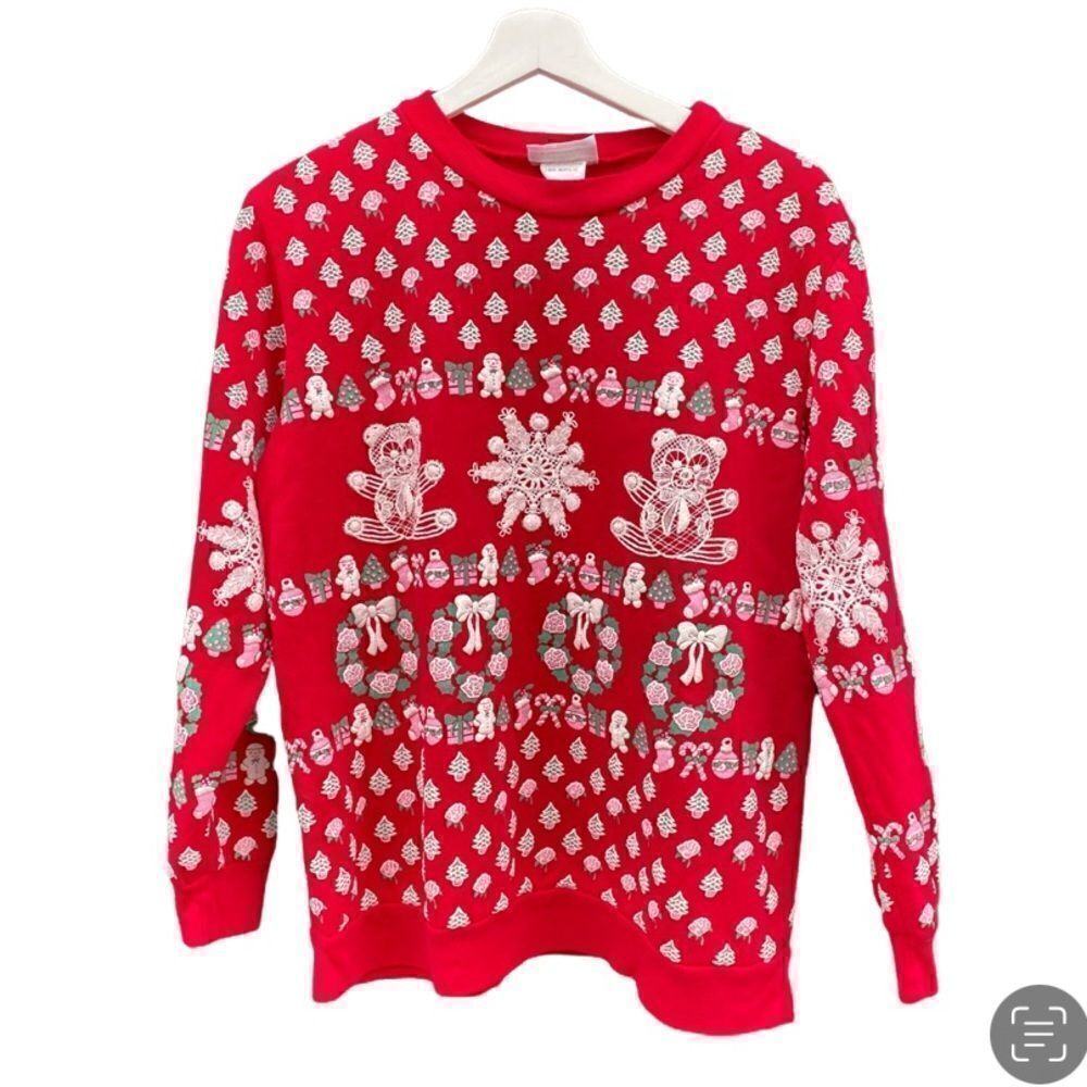 Vintage Scarab San Francisco Teddy Bear Christmas Sweatshirt Medium